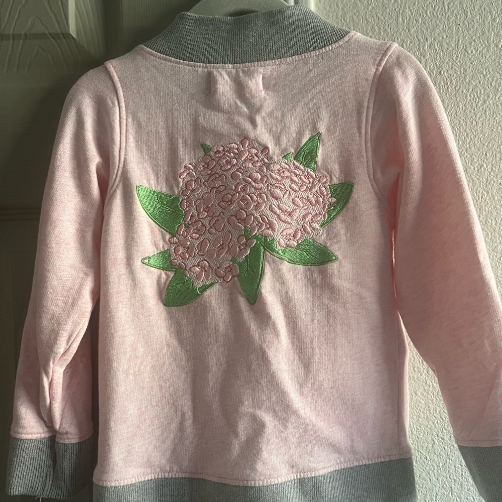 Pink and Green flower embroidered cardigan